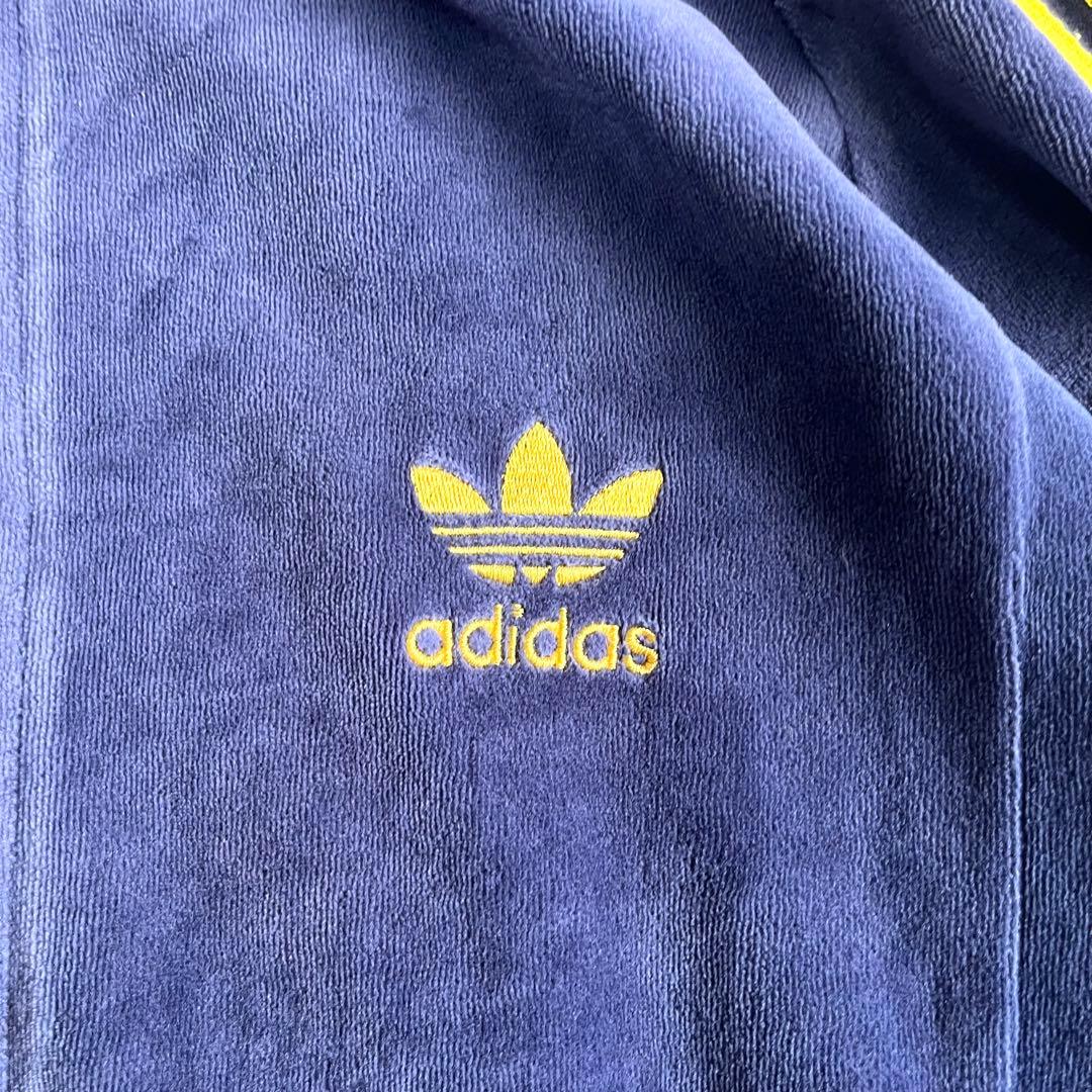 adidas ベロア 万国旗 トラックジャケット ネイビー M ヴィンテージ