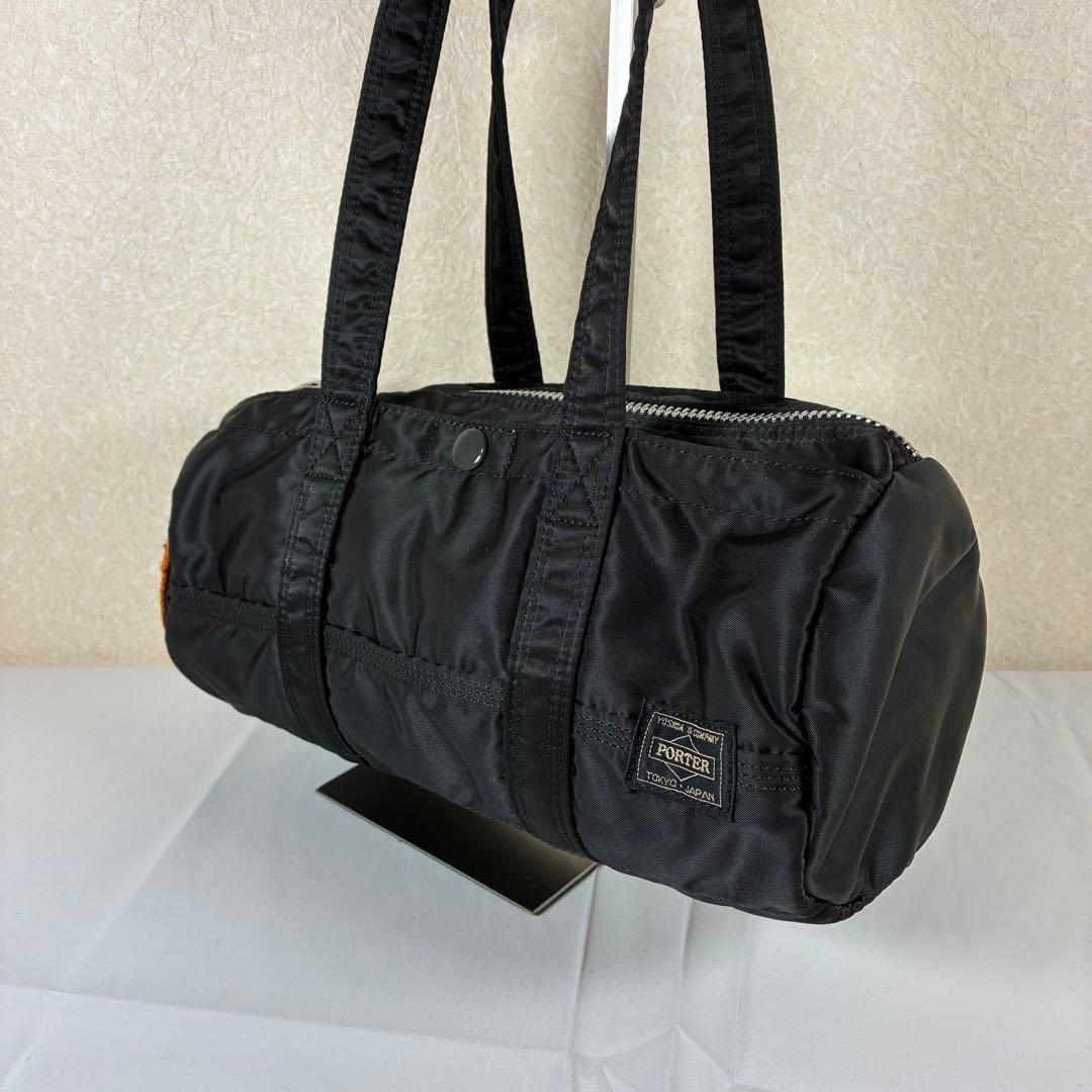 [未使用級] PORTER タンカー ドラムバッグ ミニボストン ブラック