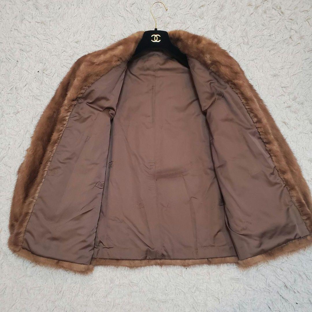 美品　ブロンズファー　デミバフミンク　本毛皮コート　ブラウン　パステル