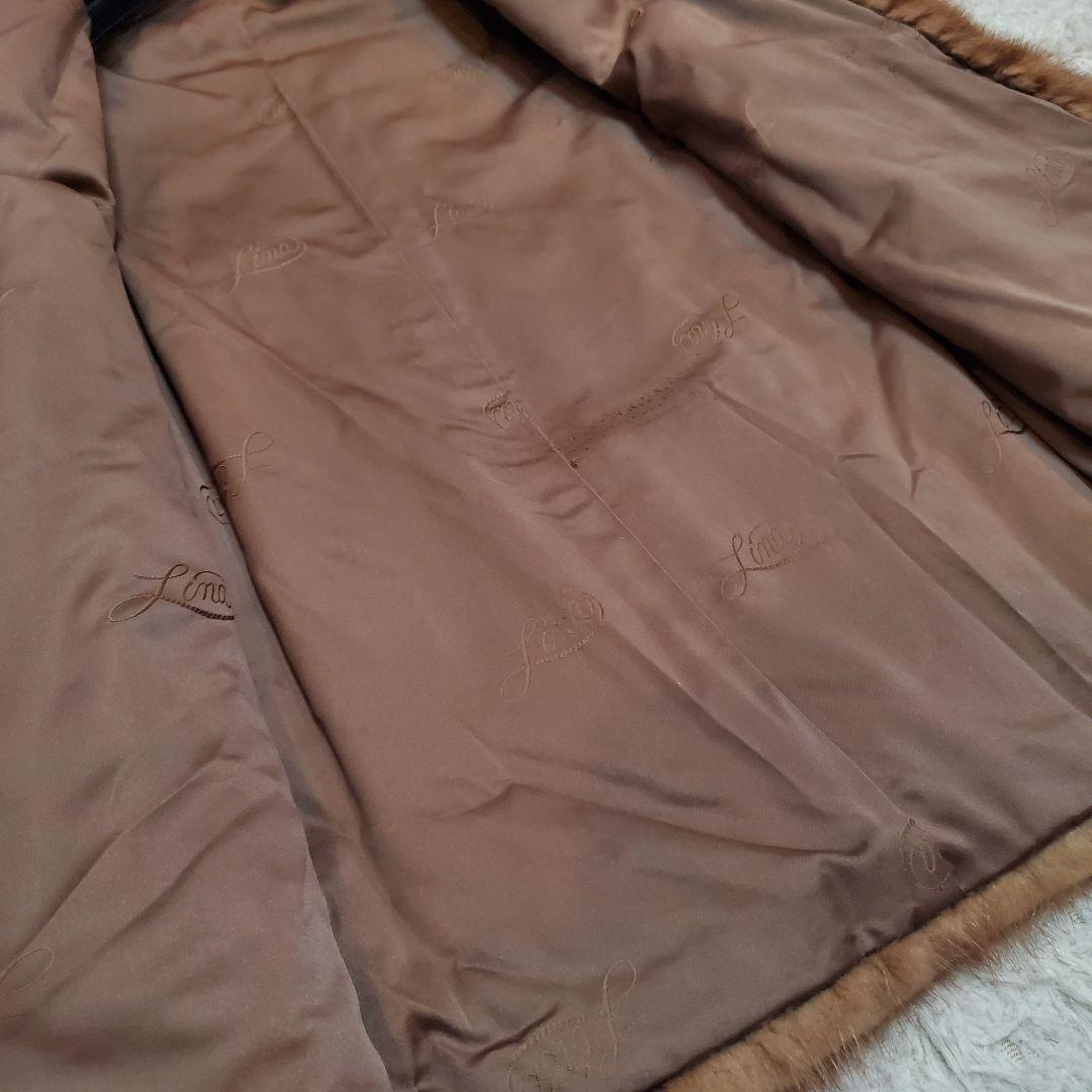 美品　ブロンズファー　デミバフミンク　本毛皮コート　ブラウン　パステル