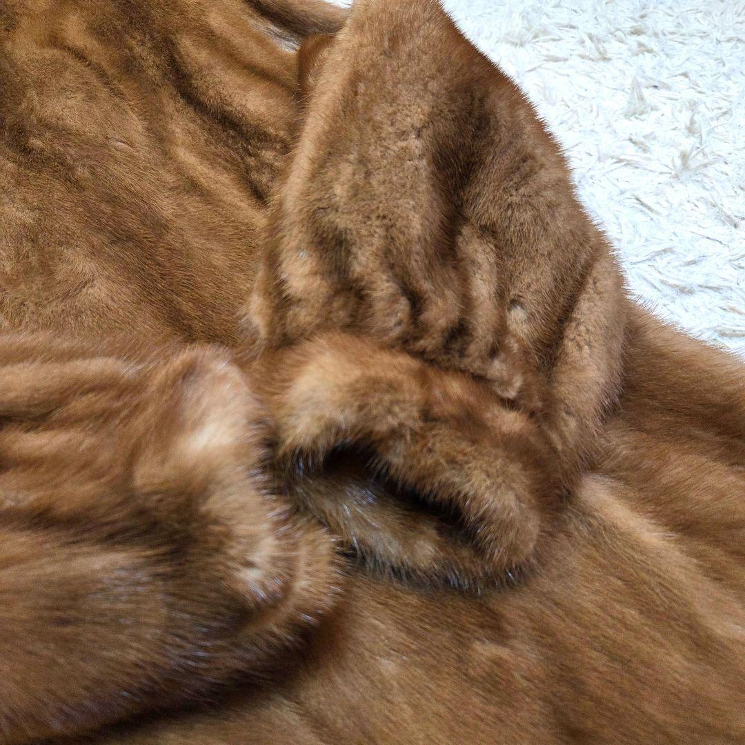 美品　ブロンズファー　デミバフミンク　本毛皮コート　ブラウン　パステル