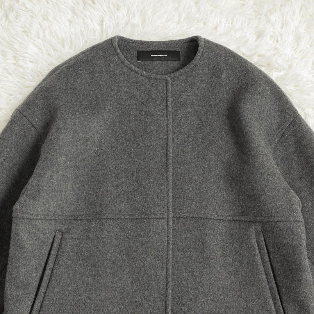未使用 ジャーナルスタンダード スーパー140ビーバーノーカラーショートコート