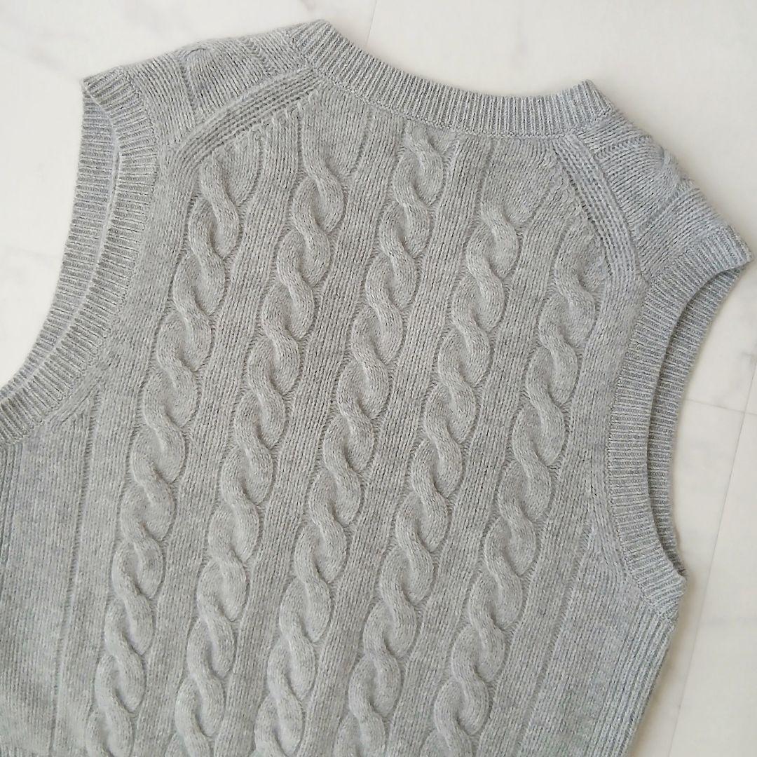 極美品 ポロラルフローレン 上質 ウールカシミヤ ケーブル Vネックベスト 現行