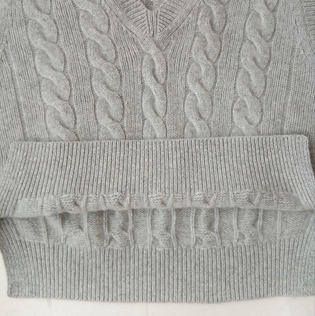 極美品 ポロラルフローレン 上質 ウールカシミヤ ケーブル Vネックベスト 現行