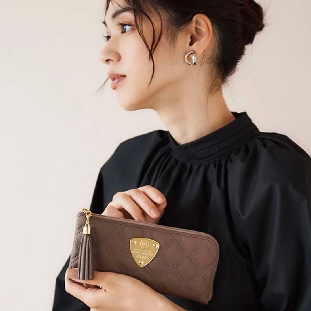 【美品】ATAO アタオ limo リモ ラフダイヤモンド 薄型長財布 トープ