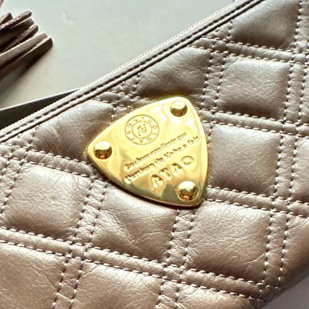 【美品】ATAO アタオ limo リモ ラフダイヤモンド 薄型長財布 トープ