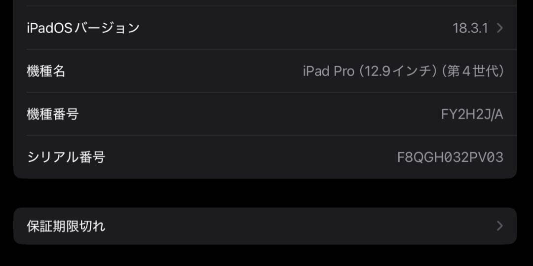 Apple iPad Pro 12.9 第4世代 本体 バッテリー100%
