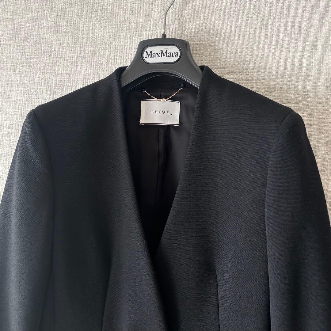 極美品✨ベイジ ノーカラージャケット スーツ セットアップ 日本製 黒 2