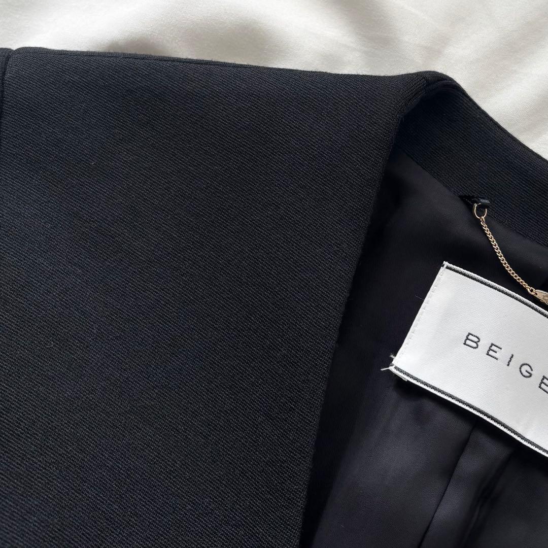 極美品✨ベイジ ノーカラージャケット スーツ セットアップ 日本製 黒 2