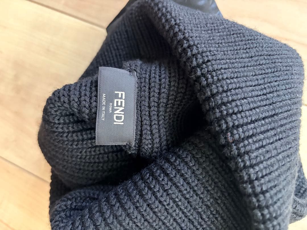 【未使用】FENDI フェンディ バゲットビーニーニット帽　ブラック