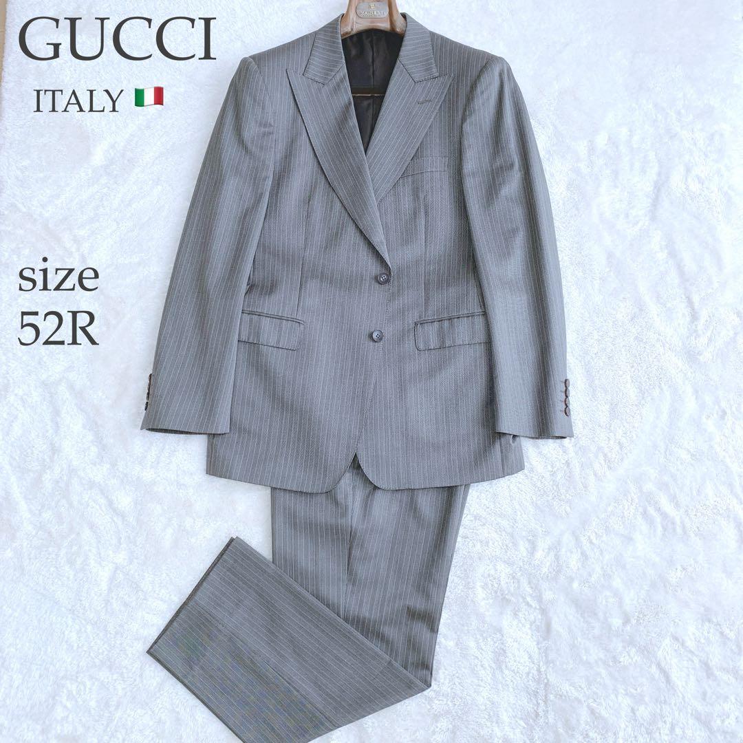 【ヨッシー】ほぼ未使用 グッチ シルク混 ピンストライプスーツ