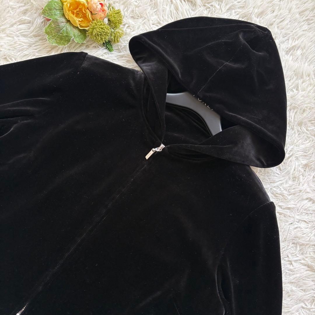 未使用級 20年♡フォクシー ベロアノアール パーカー クロップド ダブルジップ