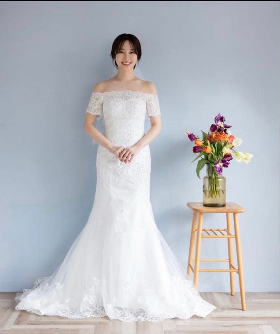 オフショルダー マーメイドドレス　前撮り