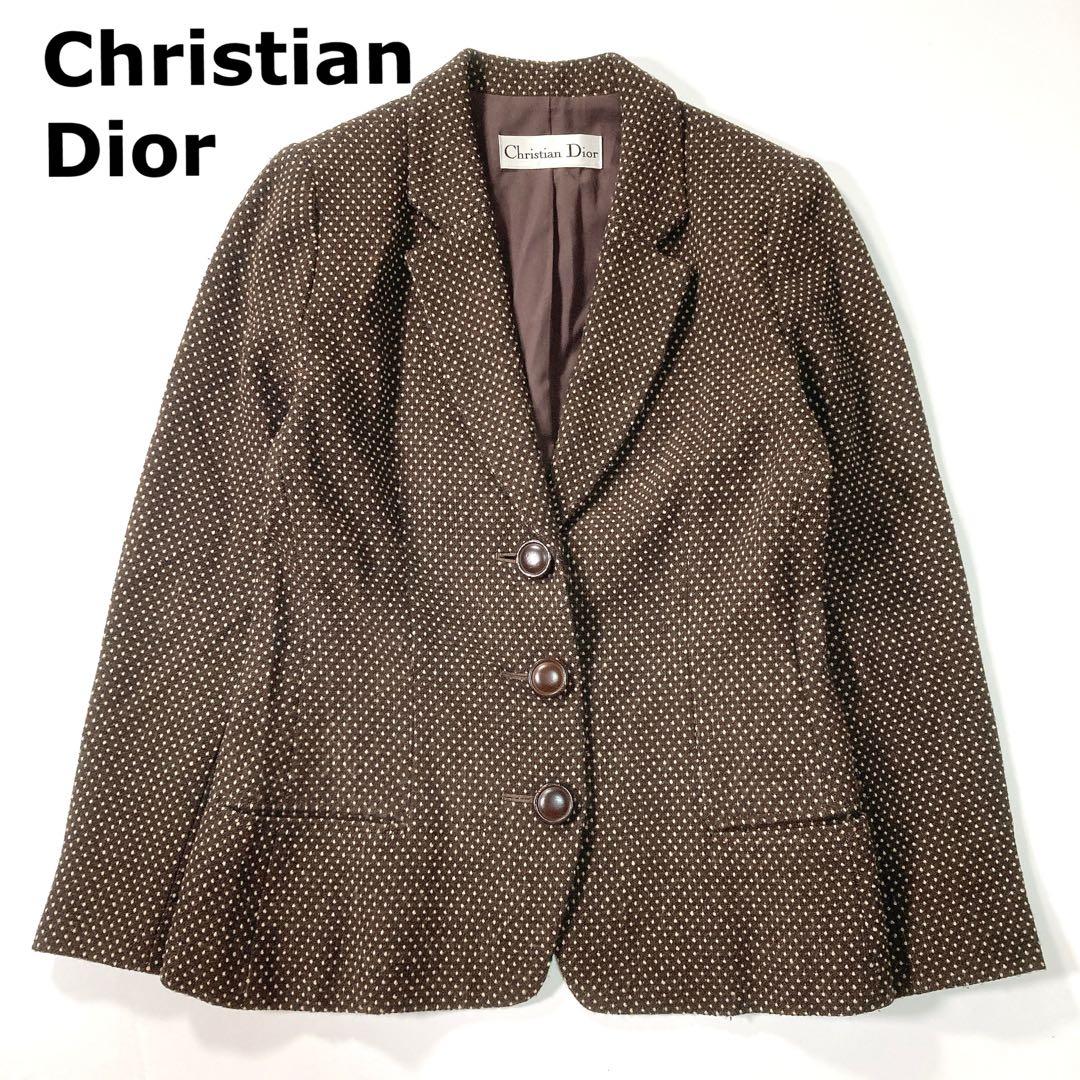 クリスチャンディオール Dior テーラードジャケット ドット ウール