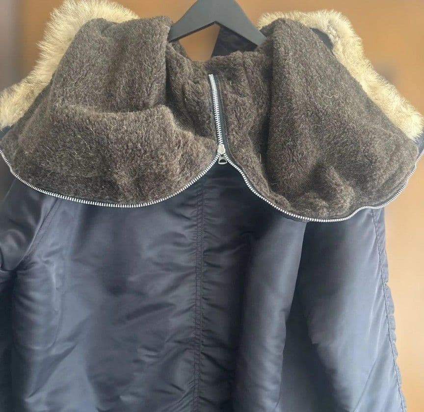 NEIGHBORHOODネイビー ファー付きミリタリージャケットN-2D