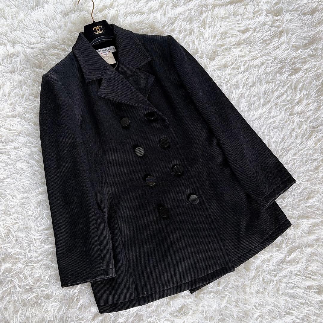 希少✨【イヴサンローラン】ウール100％ダブルコート ジャケット ブラック 40
