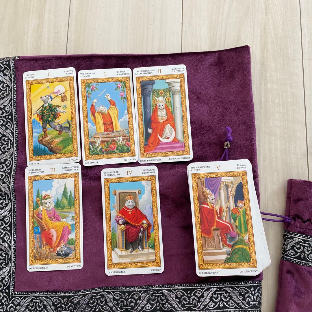 占い　タロットカード、クロス、ケース、日本語説明書　セット