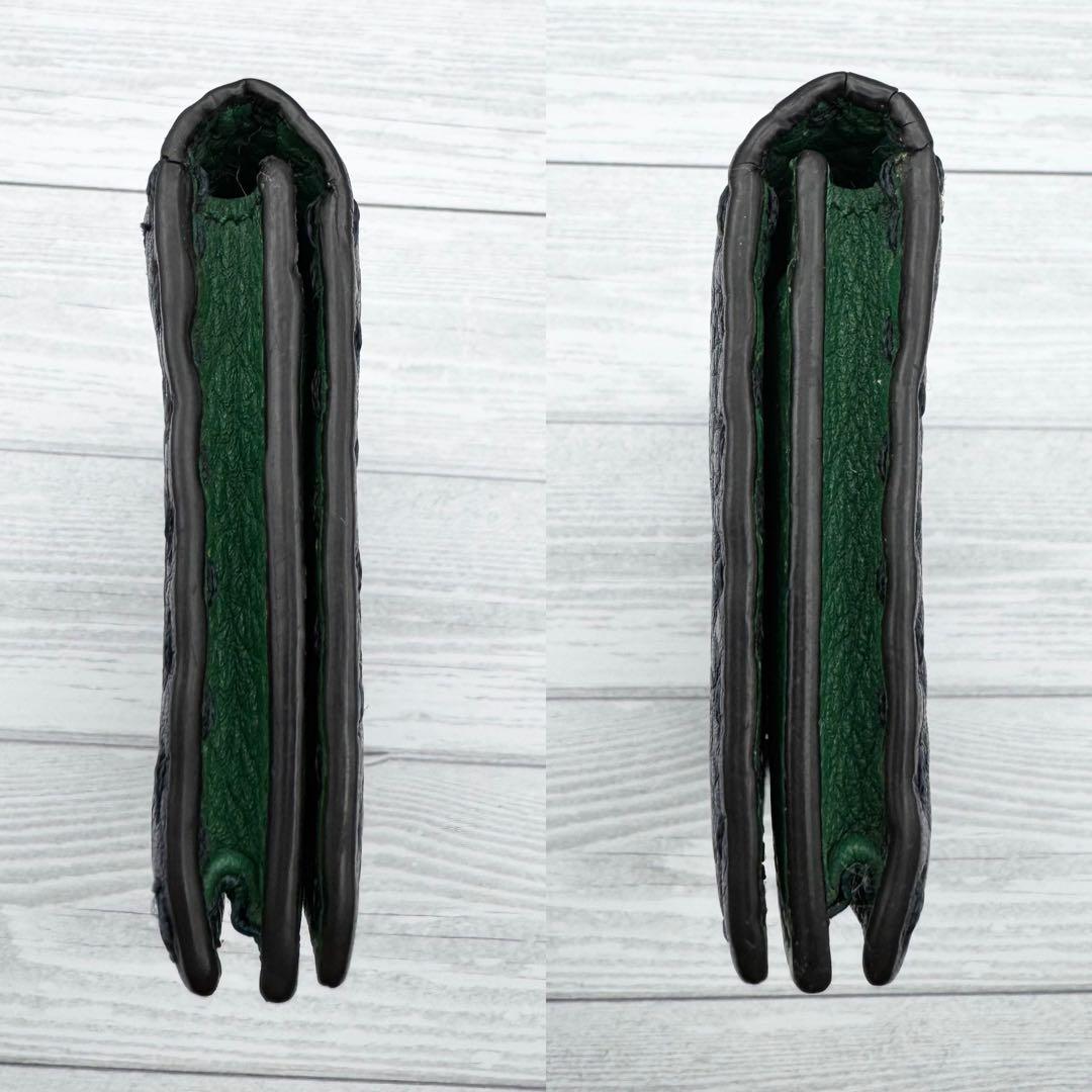 【美品】FENDI　セレリア　名刺入れ　レザー　バイカラー　シボ革　ネイビー