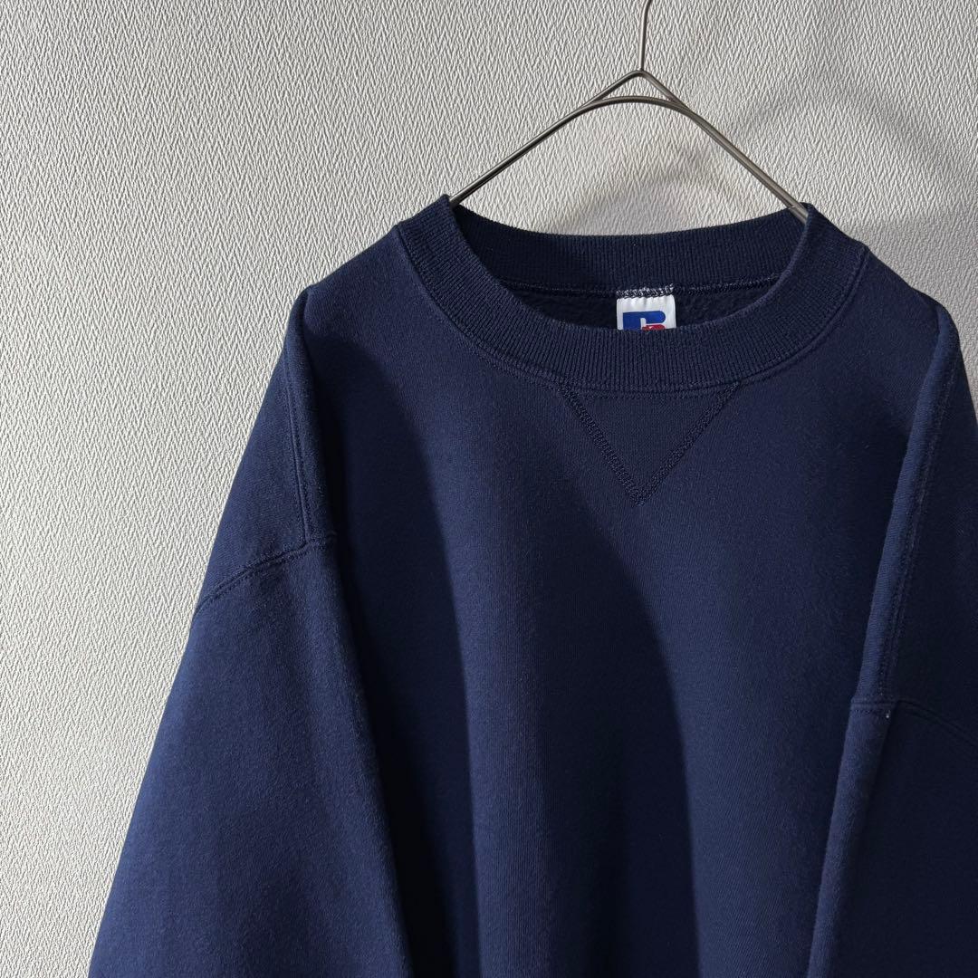 W*L様 希少 90s USA製 RUSSELL 無地 plain 前V ネイビ