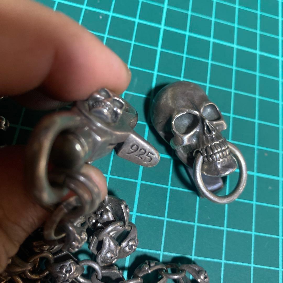 素早い対応925 スカル　ウォレットチェーン　ユリモチーフ　ch クロス