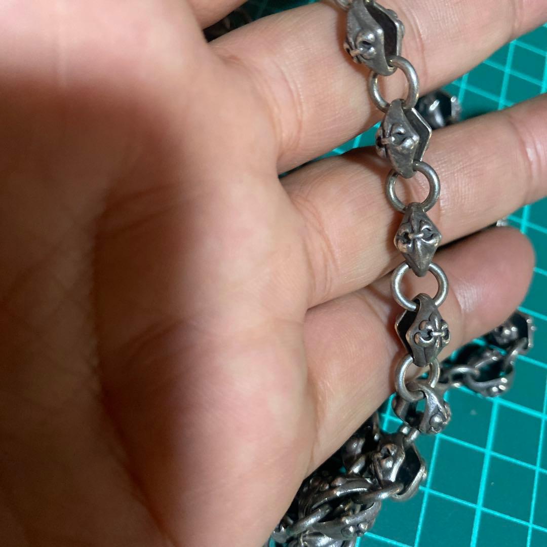 素早い対応925 スカル　ウォレットチェーン　ユリモチーフ　ch クロス