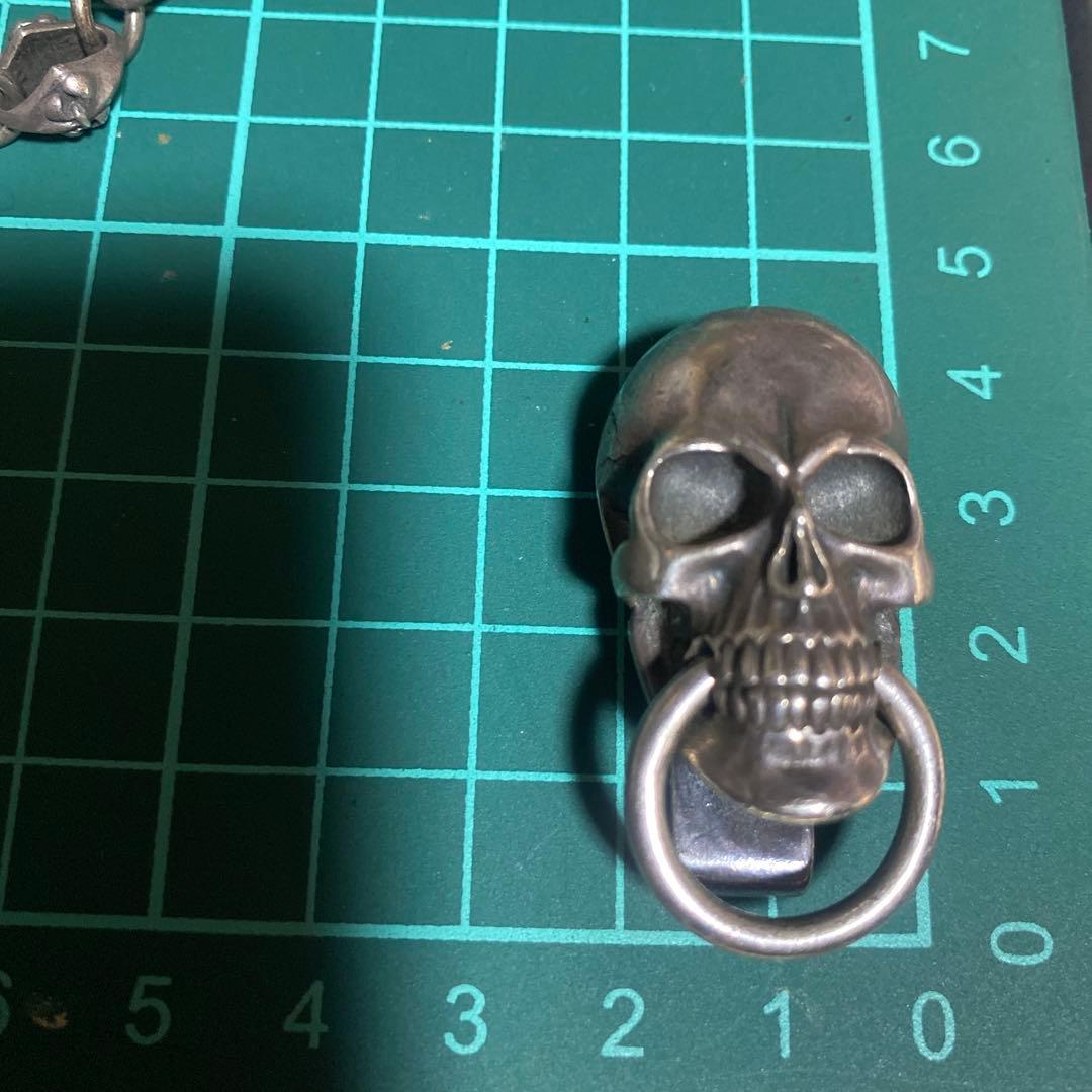 素早い対応925 スカル　ウォレットチェーン　ユリモチーフ　ch クロス