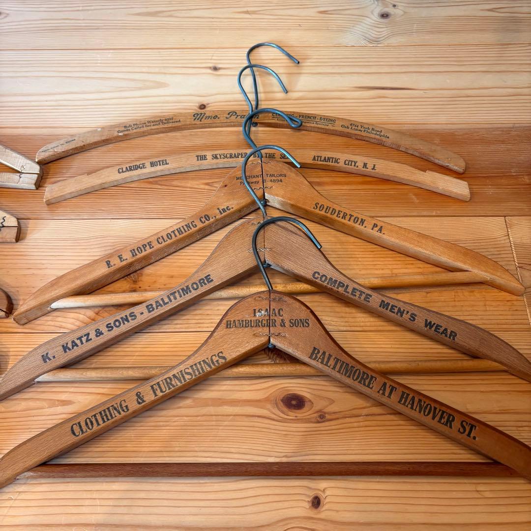 【スペシャル】10本！USA ヴィンテージ 木製ハンガー セット