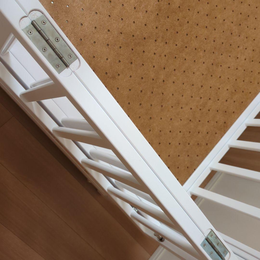 ヤマサキ ホワイト木製ベビーベッド ハイタイプベッド ツーオープン