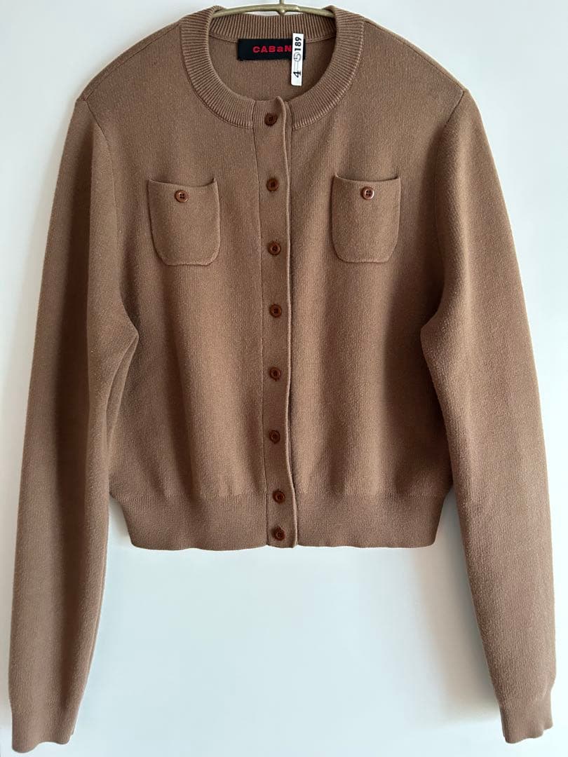 y*u様 CABaN コットンカシミヤ クルーネックカーディガン ブラウン 長袖