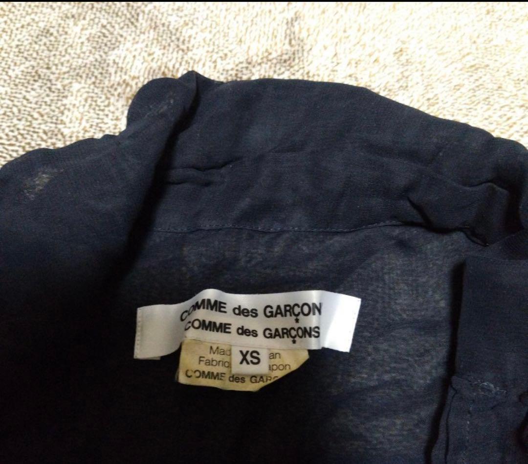 コム・デ・ギャルソン　シースルーシャツ　濃紺×茶