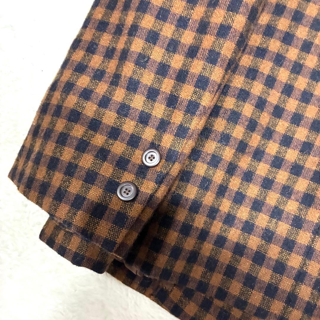 Christian Dior テーラードジャケットチェック柄 ブラウン L