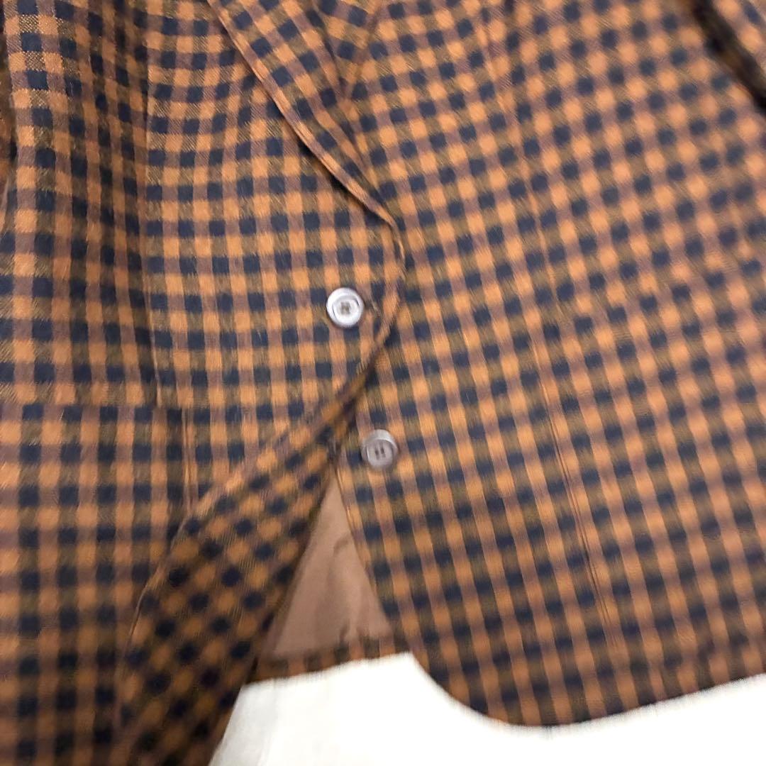 Christian Dior テーラードジャケットチェック柄 ブラウン L