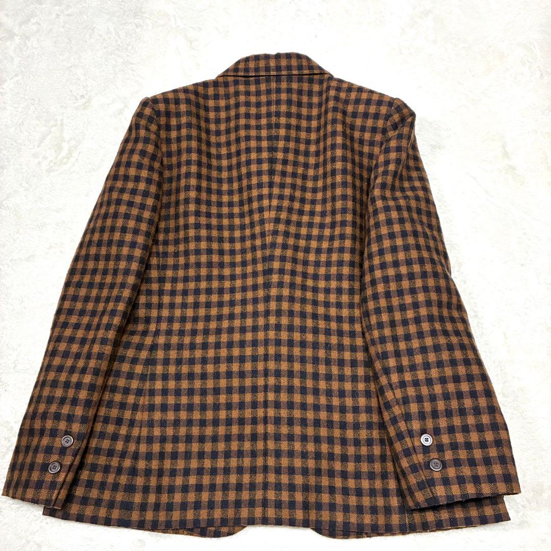 Christian Dior テーラードジャケットチェック柄 ブラウン L