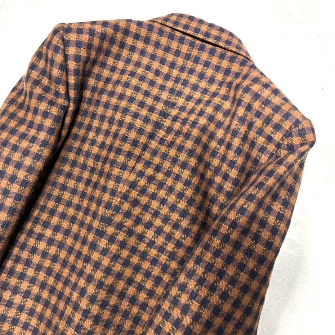 Christian Dior テーラードジャケットチェック柄 ブラウン L