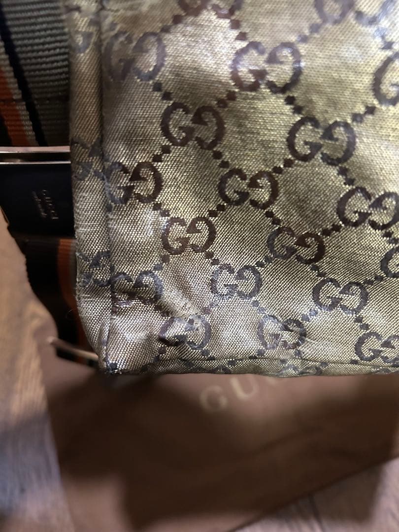 GUCCI ゴールド GGパターン ボディバッグ