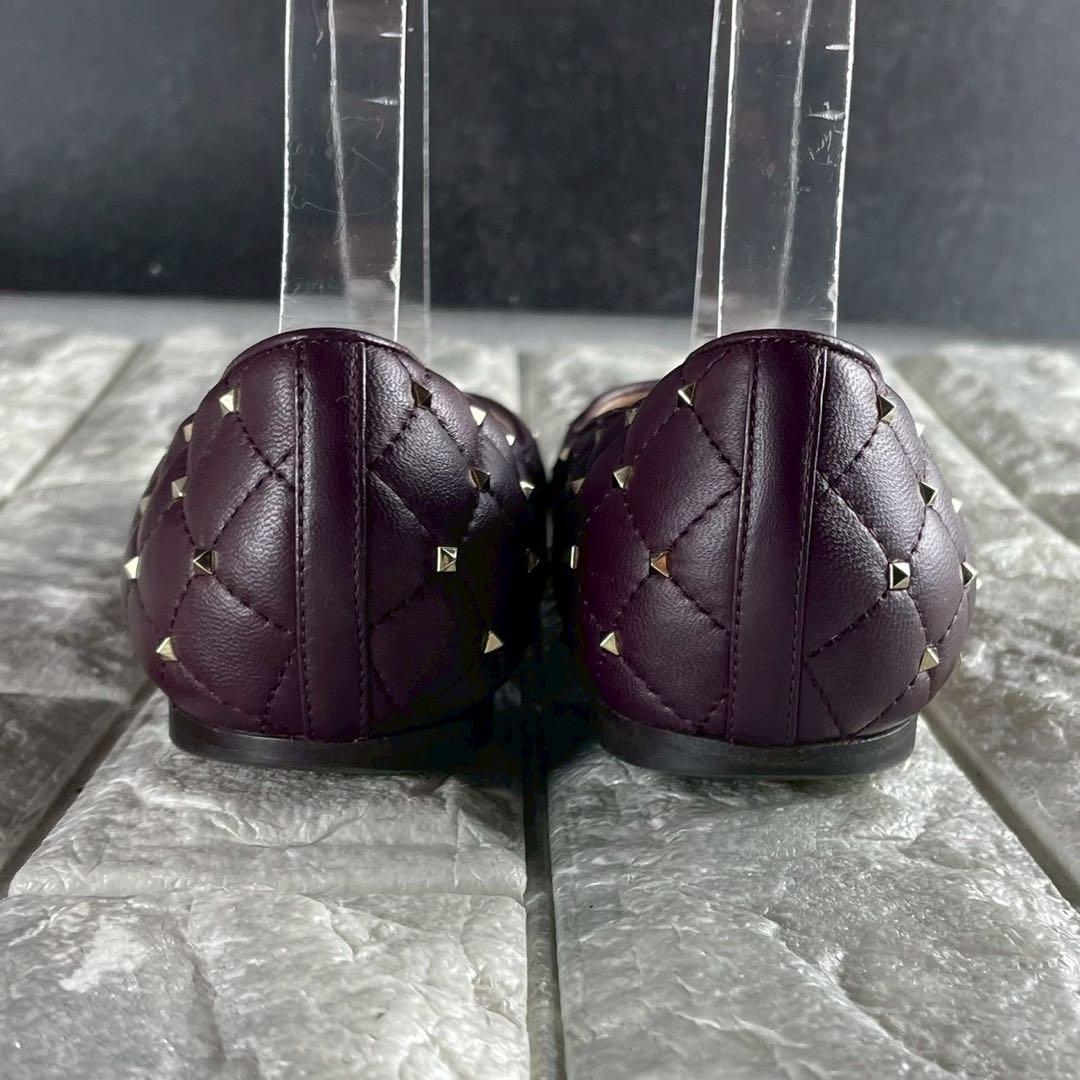 ヴァレンティノ ロックスタッズ キルティング フラットパンプス レザー 23.5