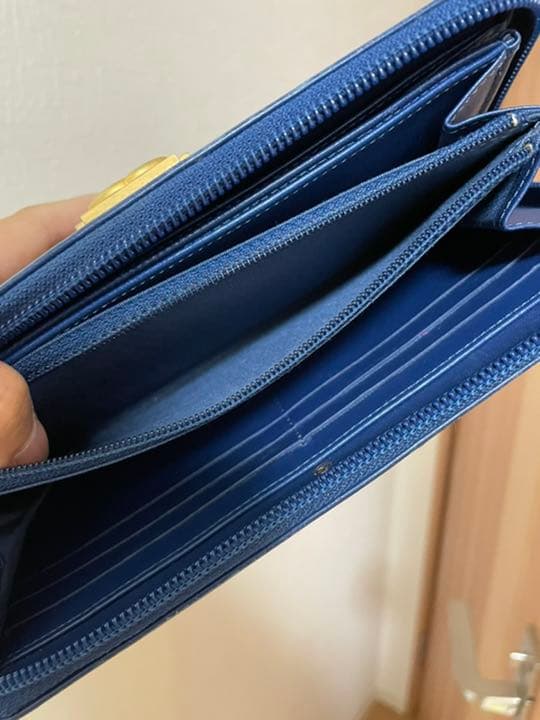 ラウンド長財布 シャネル　CHANEL ネイビー