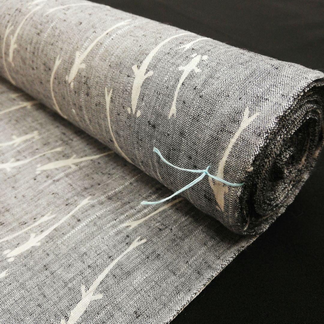 竺仙 綿紬反物　(メダカ紋様　未使用　グレー色系)