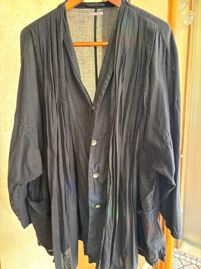 キャピタル　KAPITAL シャツワンピ　薄ジャケット　炭黒　コンチョ