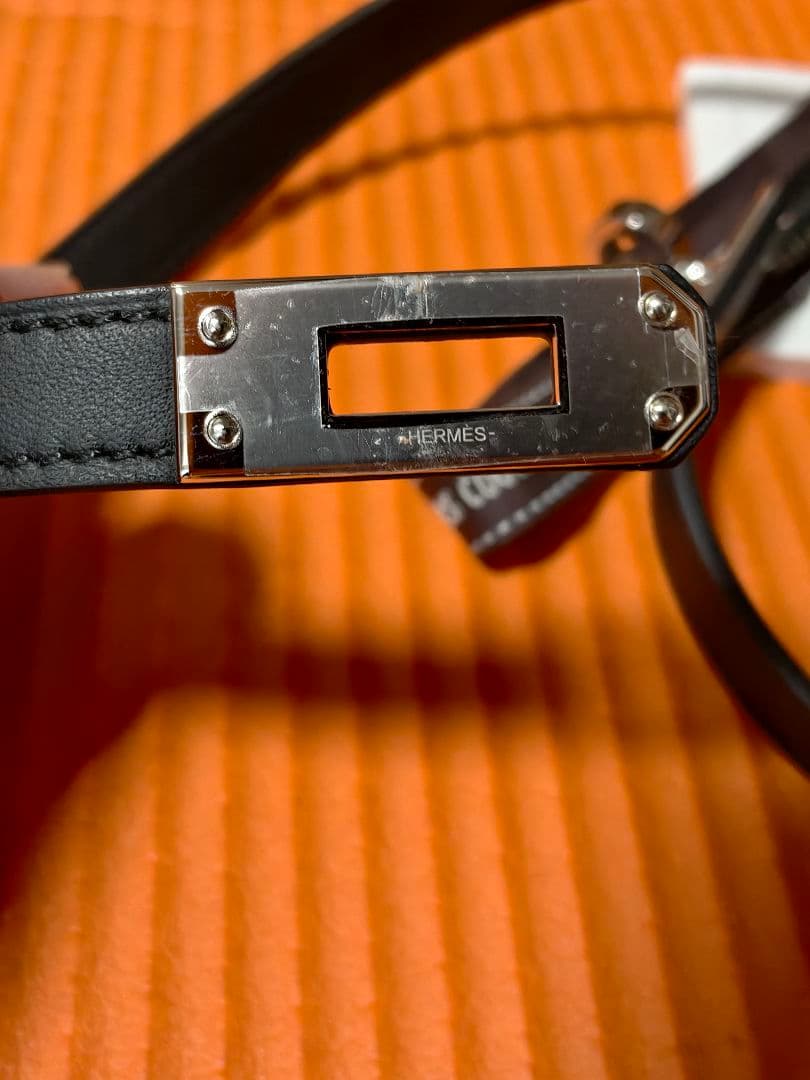 新品 レア エルメス ネックレス ケリーラリアット 黒 ブラック シルバー金具