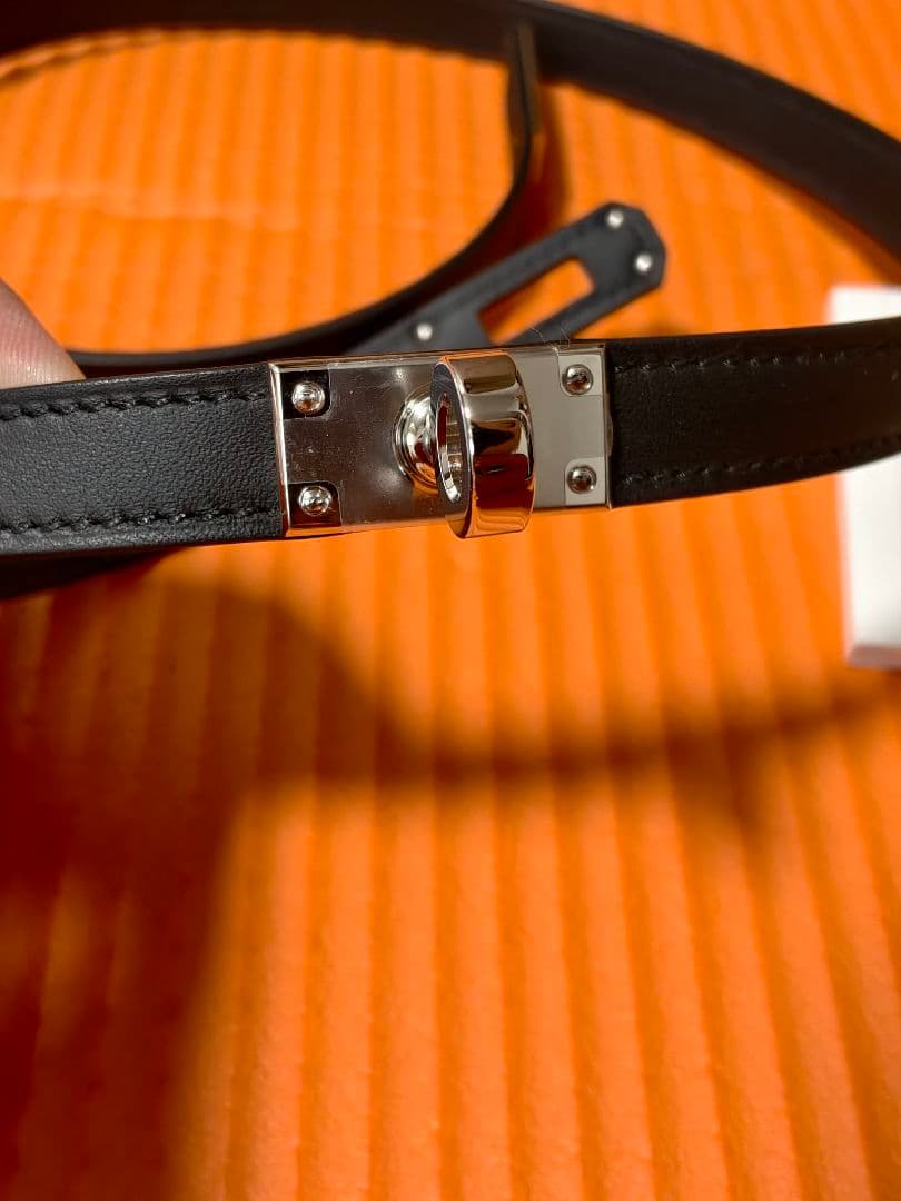 新品 レア エルメス ネックレス ケリーラリアット 黒 ブラック シルバー金具