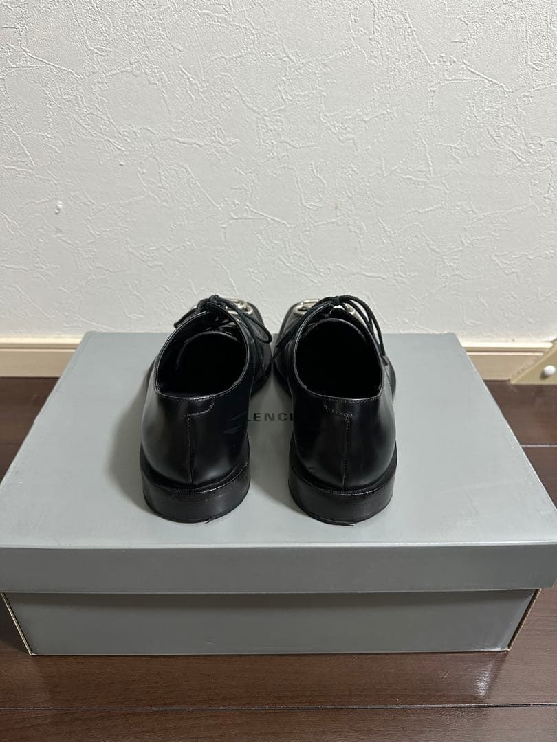 BALENCIAGA　ダービーシューズ　スクエアトゥ　BBロゴ　レザー