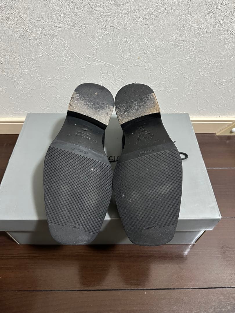 BALENCIAGA　ダービーシューズ　スクエアトゥ　BBロゴ　レザー