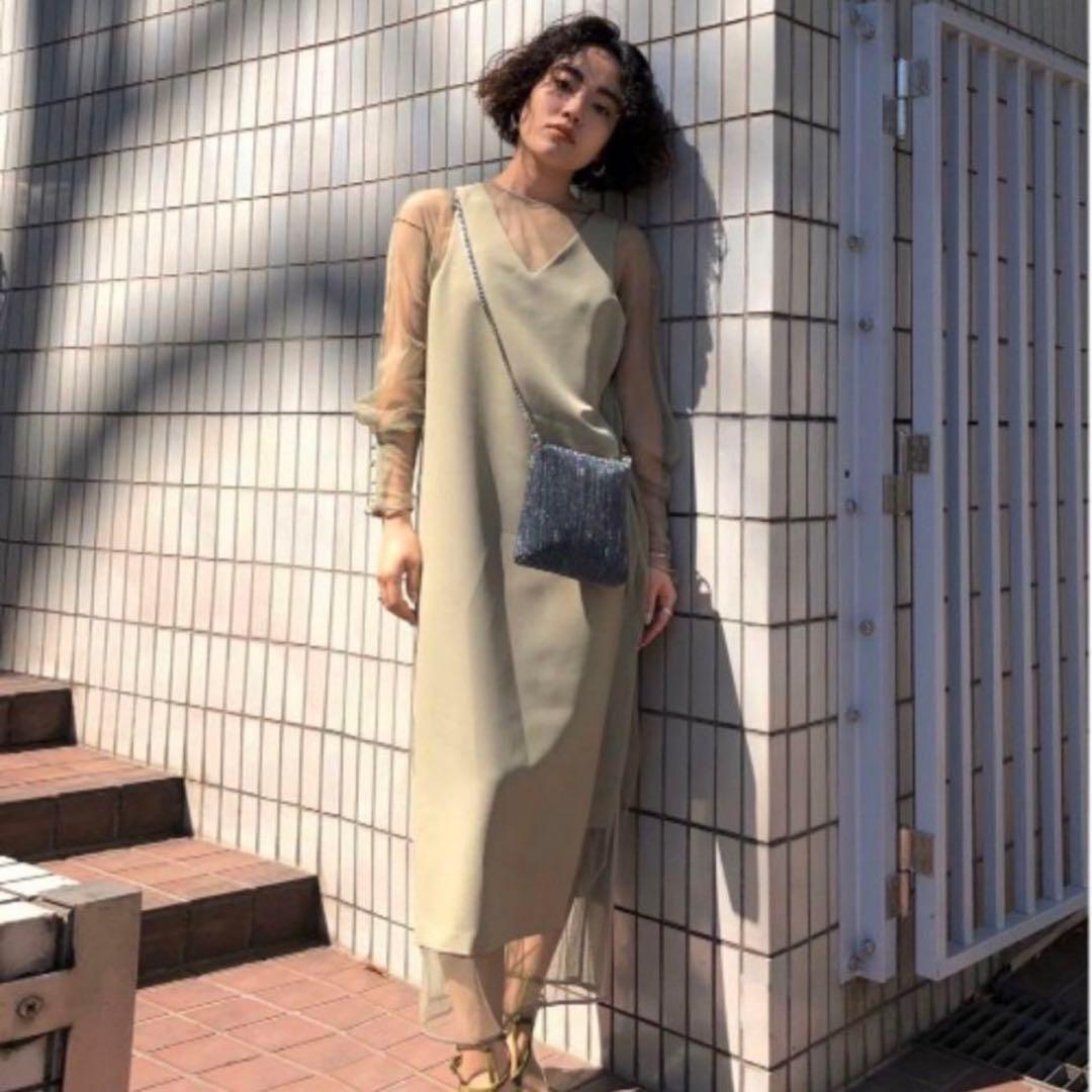 Ameri TULLE DOCKING DRESSチュールドッキングドレス