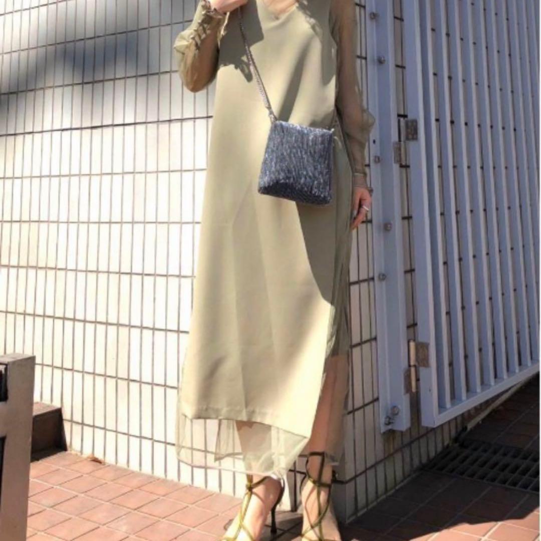 Ameri TULLE DOCKING DRESSチュールドッキングドレス