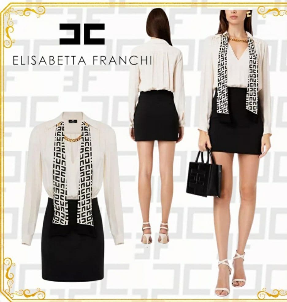 エリザベッタフランキ　ワンピース　シュミーズドレス　スカーフ　ボウタイ