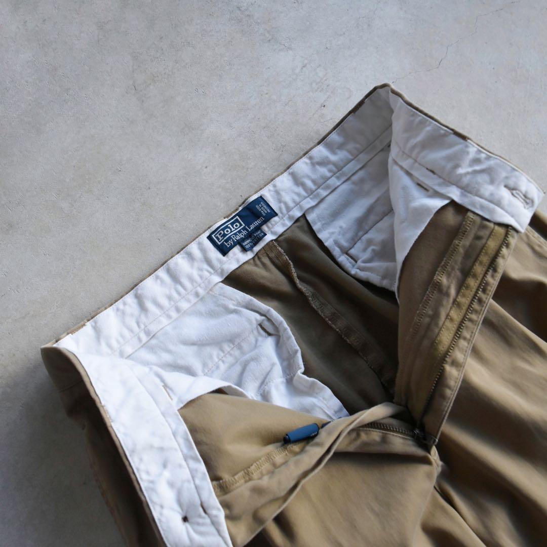 90s ラルフローレン ポロチノ ツータックチノ ブラウン USA W32L30