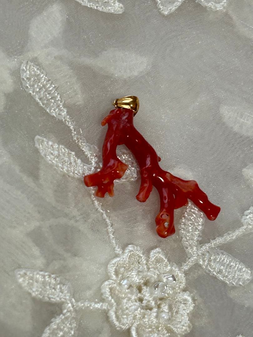 K18血赤珊瑚ネックレストップ