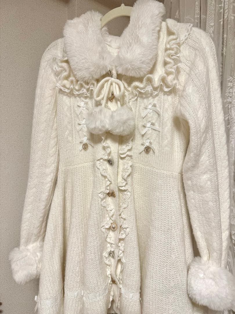 Lizlisa リズリサ　ファーカラーぺプラムカーディガン