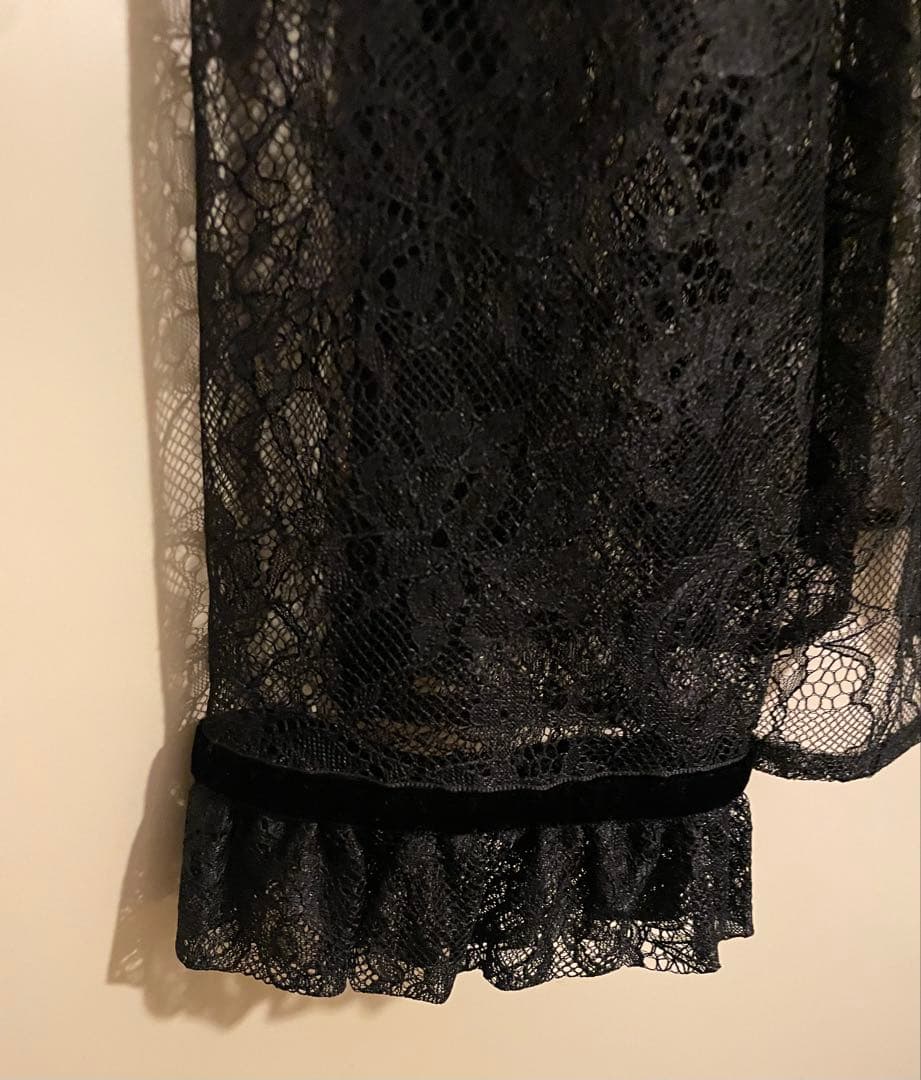 LOULOU WILLOUGHBY レースベロアリボンブラウス ブラック M